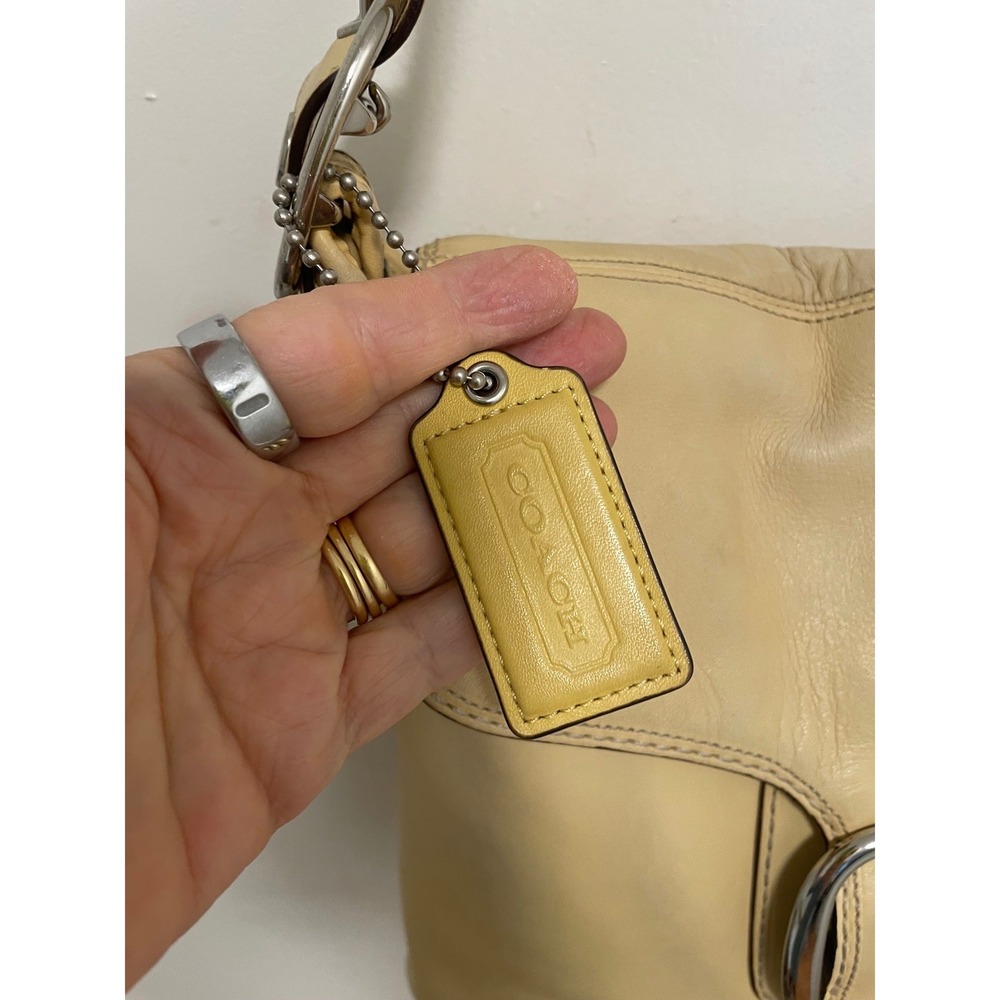Coach Bleecker Leather Pale Yellow Buckle Flap Crossbody Shoulder Bag - Picture 3 of 12